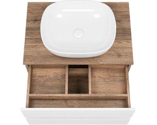 Тумба под раковину Brevita Dakota 70 DAK-09070-19/01-2Я подвесная Белая матовая Дуб Галифакс олово