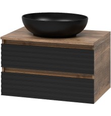 Тумба под раковину Brevita Dakota 70 DAK-09070-19/02-2Я подвесная Черный кварц Дуб Галифакс олово