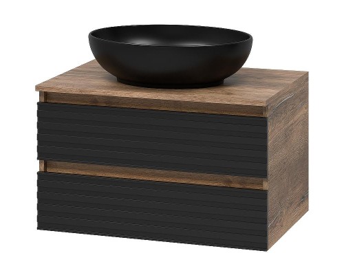 Тумба под раковину Brevita Dakota 70 DAK-09070-19/02-2Я подвесная Черный кварц Дуб Галифакс олово