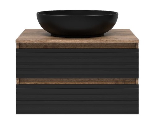 Тумба под раковину Brevita Dakota 70 DAK-09070-19/02-2Я подвесная Черный кварц Дуб Галифакс олово