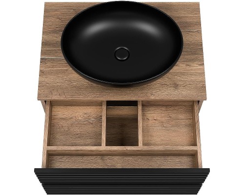 Тумба под раковину Brevita Dakota 70 DAK-09070-19/02-2Я подвесная Черный кварц Дуб Галифакс олово
