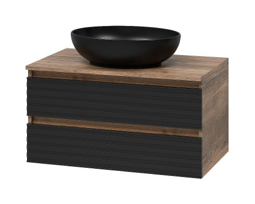 Тумба под раковину Brevita Dakota 80 DAK-09080-19/02-2Я подвесная Черный кварц Дуб Галифакс олово