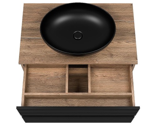 Тумба под раковину Brevita Dakota 80 DAK-09080-19/02-2Я подвесная Черный кварц Дуб Галифакс олово