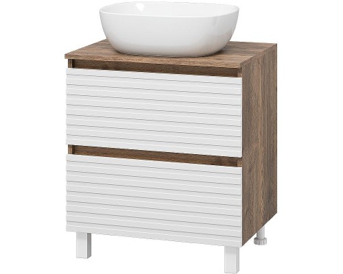 Тумба под раковину Brevita Dakota 60 DAK-07060-19/01-2Я Белая матовая Дуб Галифакс олово