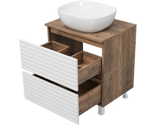 Тумба под раковину Brevita Dakota 60 DAK-07060-19/01-2Я Белая матовая Дуб Галифакс олово