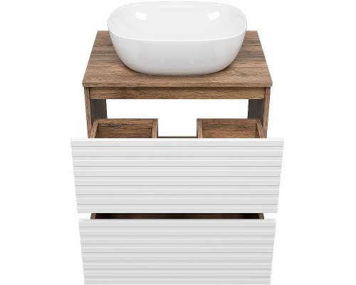 Тумба под раковину Brevita Dakota 60 DAK-07060-19/01-2Я Белая матовая Дуб Галифакс олово