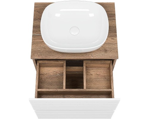 Тумба под раковину Brevita Dakota 60 DAK-07060-19/01-2Я Белая матовая Дуб Галифакс олово