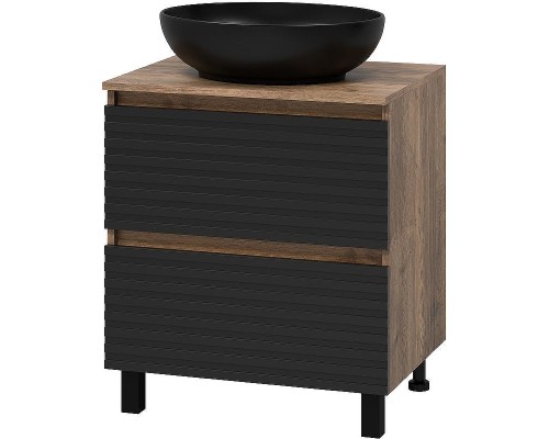 Тумба под раковину Brevita Dakota 60 DAK-07060-19/02-2Я Черный кварц Дуб Галифакс олово