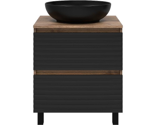 Тумба под раковину Brevita Dakota 60 DAK-07060-19/02-2Я Черный кварц Дуб Галифакс олово