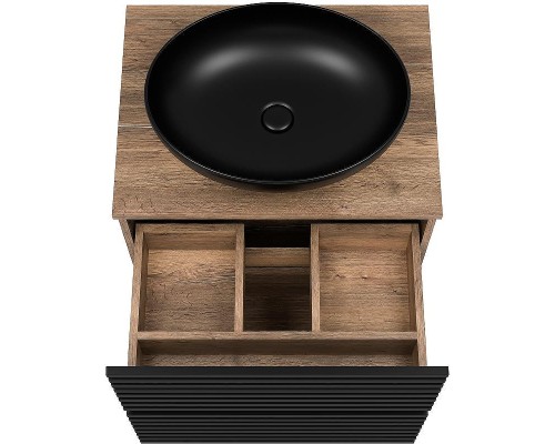 Тумба под раковину Brevita Dakota 60 DAK-07060-19/02-2Я Черный кварц Дуб Галифакс олово