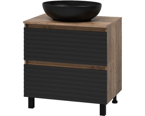 Тумба под раковину Brevita Dakota 70 DAK-07070-19/02-2Я Черный кварц Дуб Галифакс олово