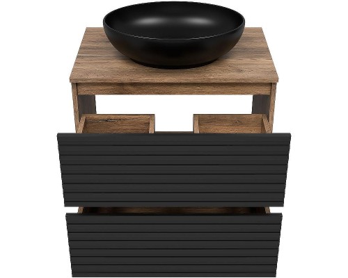 Тумба под раковину Brevita Dakota 70 DAK-07070-19/02-2Я Черный кварц Дуб Галифакс олово