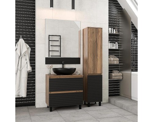 Тумба под раковину Brevita Dakota 70 DAK-07070-19/02-2Я Черный кварц Дуб Галифакс олово