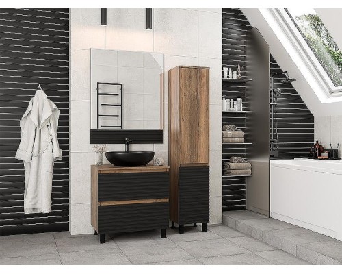 Тумба под раковину Brevita Dakota 70 DAK-07070-19/02-2Я Черный кварц Дуб Галифакс олово