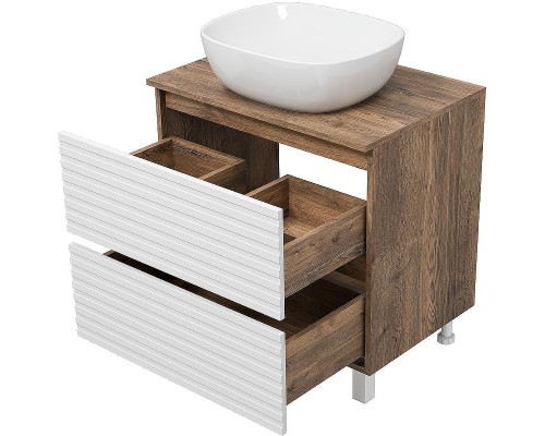Тумба под раковину Brevita Dakota 70 DAK-07070-19/01-2Я Белая матовая Дуб Галифакс олово