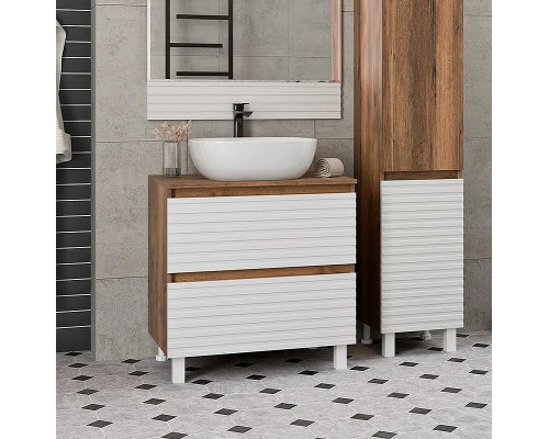 Тумба под раковину Brevita Dakota 70 DAK-07070-19/01-2Я Белая матовая Дуб Галифакс олово