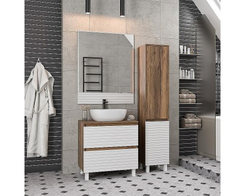 Тумба под раковину Brevita Dakota 70 DAK-07070-19/01-2Я Белая матовая Дуб Галифакс олово