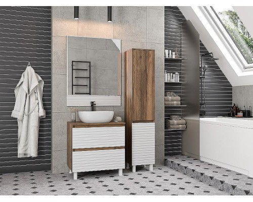 Тумба под раковину Brevita Dakota 70 DAK-07070-19/01-2Я Белая матовая Дуб Галифакс олово