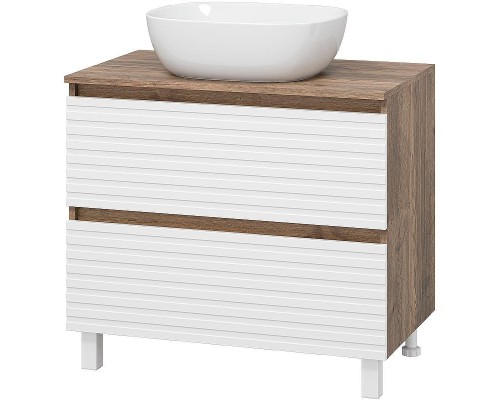 Тумба под раковину Brevita Dakota 80 DAK-07080-19/01-2Я Белая матовая Дуб Галифакс олово