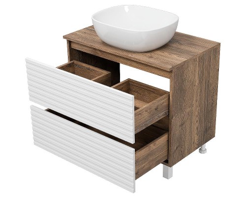 Тумба под раковину Brevita Dakota 80 DAK-07080-19/01-2Я Белая матовая Дуб Галифакс олово
