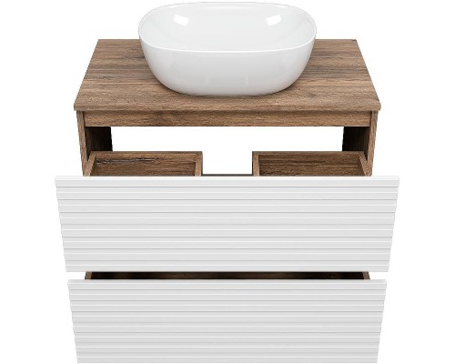 Тумба под раковину Brevita Dakota 80 DAK-07080-19/01-2Я Белая матовая Дуб Галифакс олово