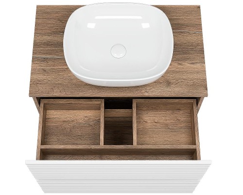 Тумба под раковину Brevita Dakota 80 DAK-07080-19/01-2Я Белая матовая Дуб Галифакс олово