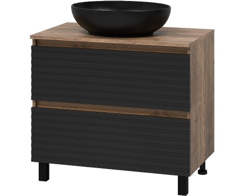 Тумба под раковину Brevita Dakota 80 DAK-07080-19/02-2Я Черный кварц Дуб Галифакс олово