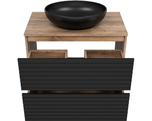 Тумба под раковину Brevita Dakota 80 DAK-07080-19/02-2Я Черный кварц Дуб Галифакс олово