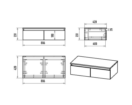 Тумба Brevita Dakota 80 DAK-019080-19-012Я Белая матовая Дуб Галифакс олово