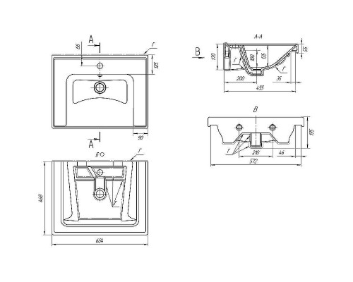 Тумба с раковиной Brevita Dallas 60 УТ000012648 подвесная Дуб Галифакс олово