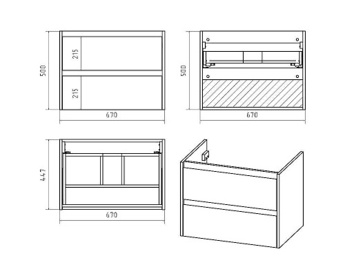 Тумба с раковиной Brevita Dallas 70 УТ000012093 подвесная Дуб Галифакс олово