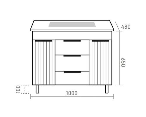 Тумба с раковиной Brevita Enfida 100 УТ000014765 Белая матовая