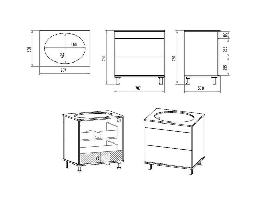 Тумба с раковиной Brevita Enfida 70 УТ000015615 Белая матовая