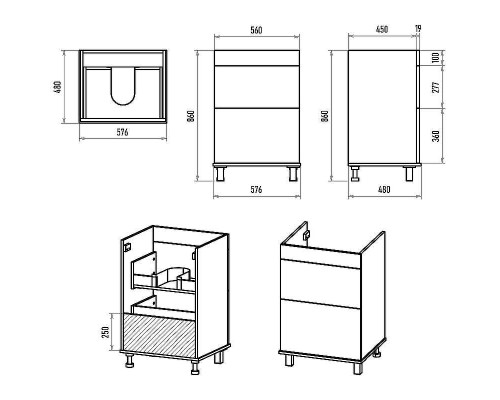 Тумба с раковиной Brevita Enfida 120 R УТ000016092 Белая матовая