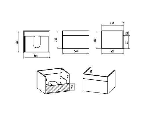 Тумба с раковиной Brevita Enfida 120 R УТ000016088 подвесная Бежевая матовая