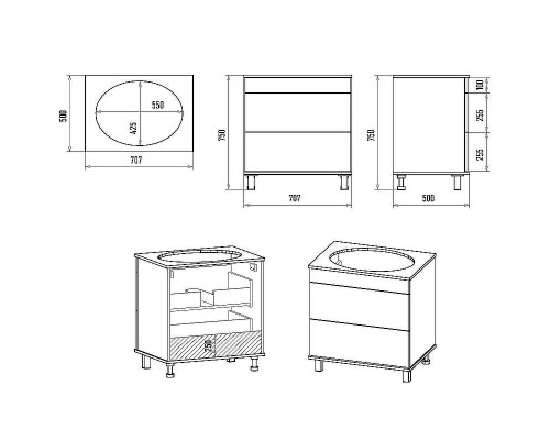 Тумба с раковиной Brevita Enfida 70 УТ000022839 Зеленая матовая