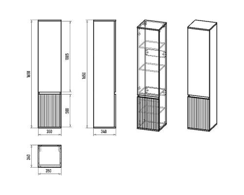 Шкаф пенал Brevita Enfida 35 R ENF-05035-0801R Зеленый матовый