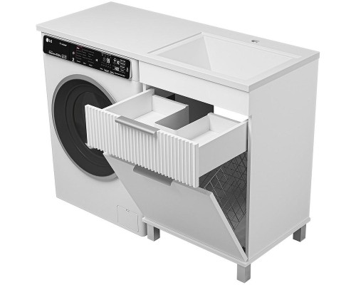 Тумба под раковину Brevita Enfida 120 ENF-07060-011Я с бельевой корзиной Белая матовая