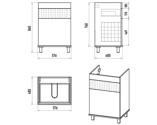 Тумба с раковиной Brevita Enfida 120 L УТ000024652 с бельевой корзиной Белая матовая