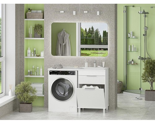 Тумба с раковиной Brevita Enfida 120 R УТ000024653 с бельевой корзиной Белая матовая