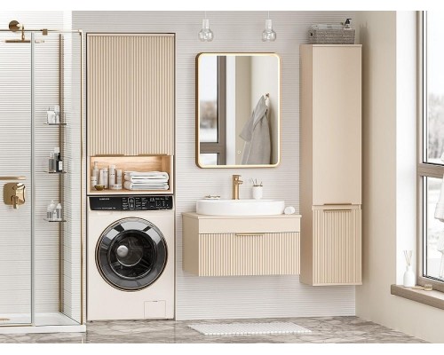 Подвесной шкаф Brevita Enfida 60 ENF-08060-031 над стиральной машиной Бежевый матовый Дуб Сонома светлый