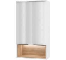 Подвесной шкаф Brevita Enfida 60 ENF-08060-011 над стиральной машиной Белый матовый Дуб Сонома светлый
