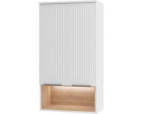 Подвесной шкаф Brevita Enfida 60 ENF-08060-011 над стиральной машиной Белый матовый Дуб Сонома светлый