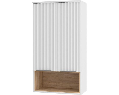 Подвесной шкаф Brevita Enfida 60 ENF-08060-011 над стиральной машиной Белый матовый Дуб Сонома светлый