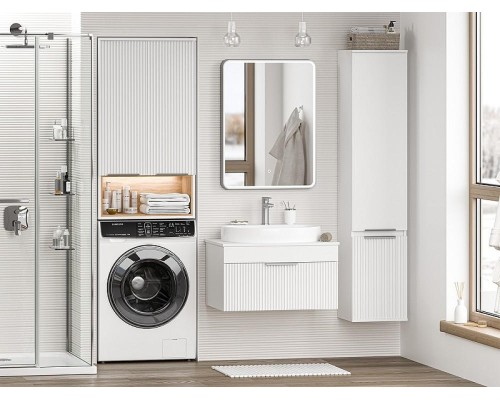 Подвесной шкаф Brevita Enfida 60 ENF-08060-011 над стиральной машиной Белый матовый Дуб Сонома светлый