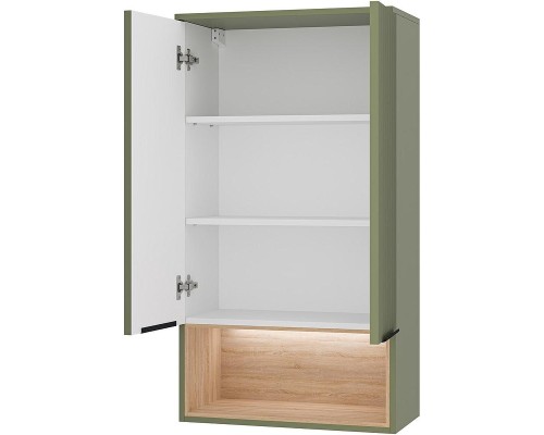 Подвесной шкаф Brevita Enfida 60 ENF-08060-081 над стиральной машиной Зеленый матовый Дуб Сонома светлый