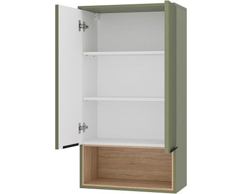 Подвесной шкаф Brevita Enfida 60 ENF-08060-081 над стиральной машиной Зеленый матовый Дуб Сонома светлый