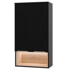 Подвесной шкаф Brevita Enfida 60 ENF-08060-021 над стиральной машиной Черный матовый Дуб Сонома светлый