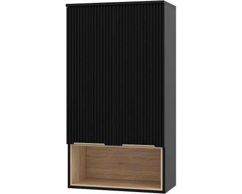 Подвесной шкаф Brevita Enfida 60 ENF-08060-021 над стиральной машиной Черный матовый Дуб Сонома светлый