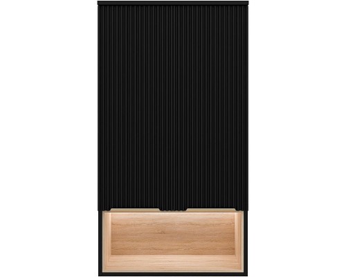 Подвесной шкаф Brevita Enfida 60 ENF-08060-021 над стиральной машиной Черный матовый Дуб Сонома светлый